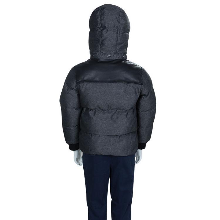 Pre Owned Little Marc Jacobs Grey Leather Patch Detail Quilted Puffer Jacket 6 Yrs