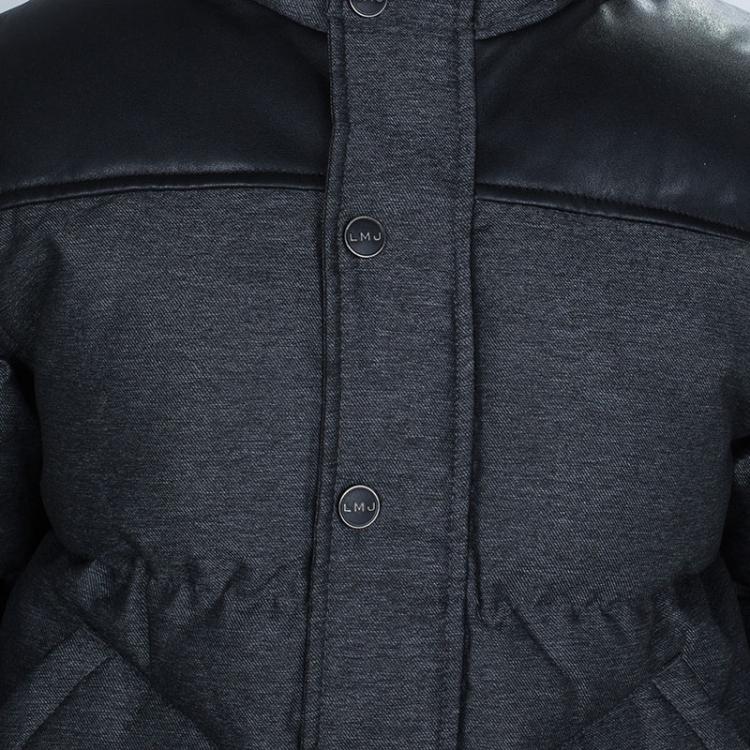Pre Owned Little Marc Jacobs Grey Leather Patch Detail Quilted Puffer Jacket 6 Yrs