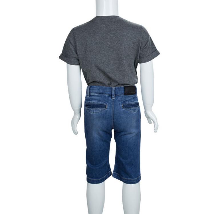 Pre Owned Little Marc Jacobs Indigo Faded Denim Bermuda Shorts 8 Yrs