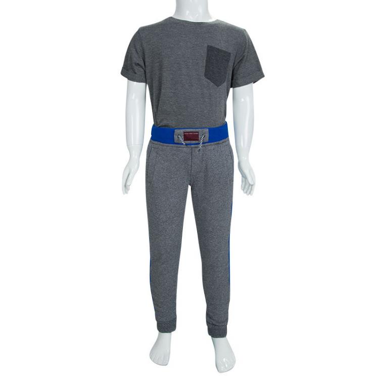 Pre Owned Little Marc Jacobs Grey Terry Contrast Side Stripe Detail Jogger Pants 6 Yrs