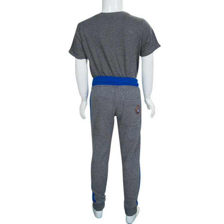 Pre Owned Little Marc Jacobs Grey Terry Contrast Side Stripe Detail Jogger Pants 6 Yrs