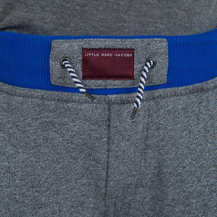 Pre Owned Little Marc Jacobs Grey Terry Contrast Side Stripe Detail Jogger Pants 6 Yrs