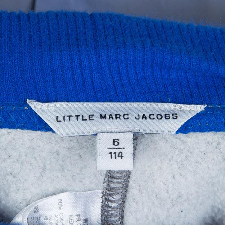 Pre Owned Little Marc Jacobs Grey Terry Contrast Side Stripe Detail Jogger Pants 6 Yrs