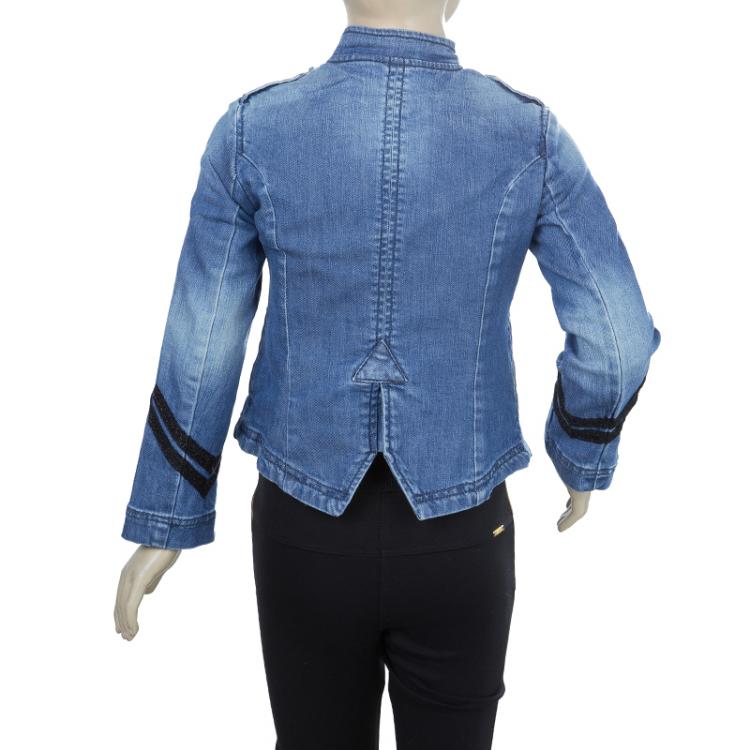Pre Owned Little Marc Jacobs Contrast Lurex Embroidered Denim Jacket 5 Yrs
