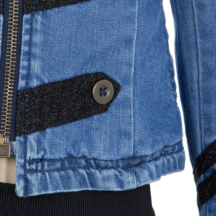Pre Owned Little Marc Jacobs Contrast Lurex Embroidered Denim Jacket 5 Yrs