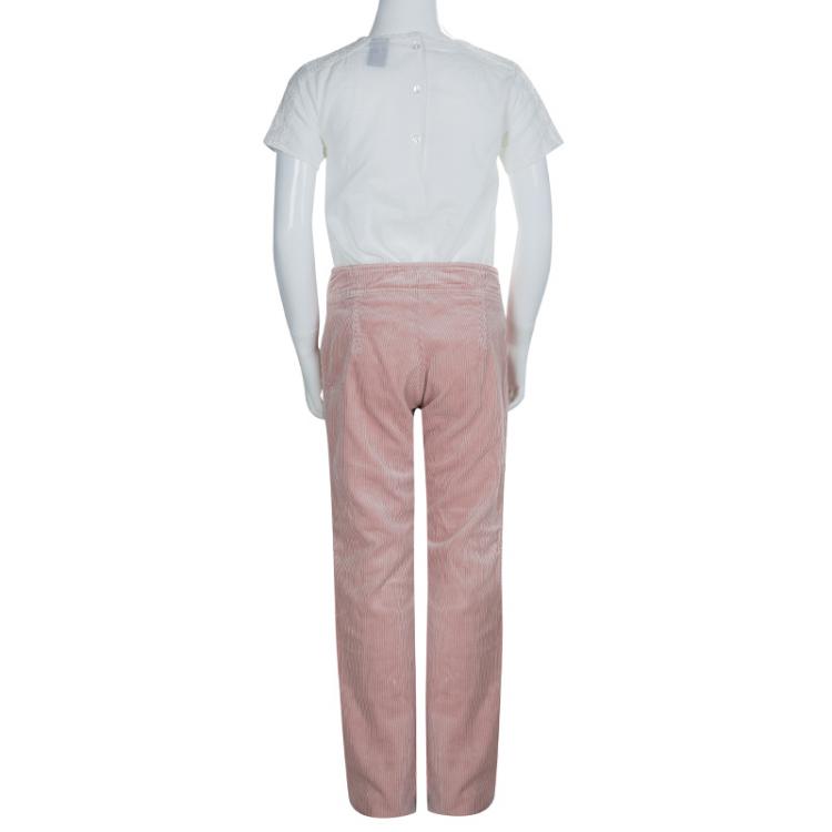 Pre Owned Little Marc Jacobs Pink Corduroy Sailor Pants 10 Yrs