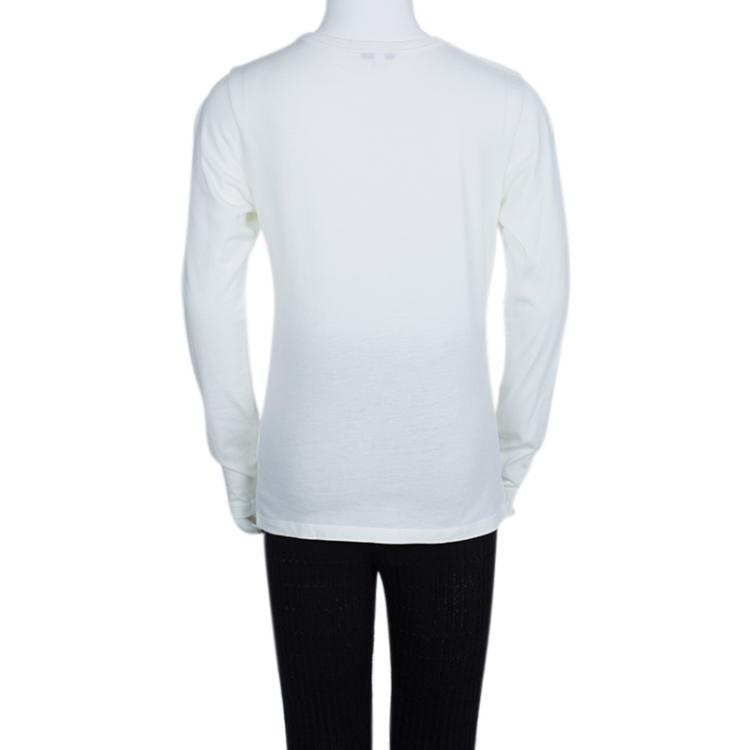 Pre Owned Little Marc Jacobs White Jersey Printed Long Sleeve T-Shirt 10 Yrs