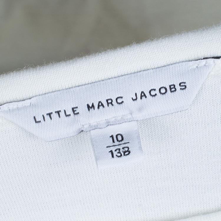 Pre Owned Little Marc Jacobs White Jersey Printed Long Sleeve T-Shirt 10 Yrs