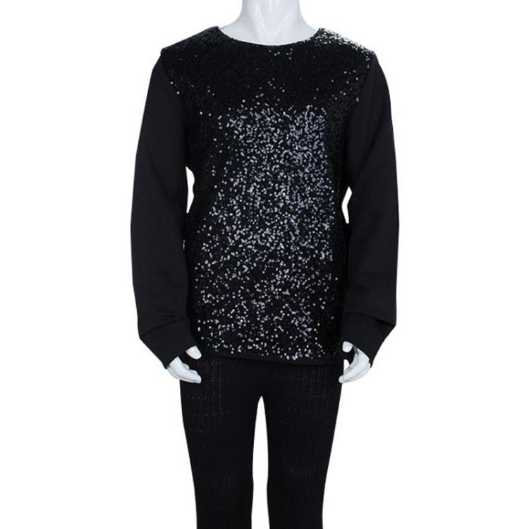 Pre Owned Little Marc Jacobs Black Sequin Embellished Long Sleeve Top 12 Yrs