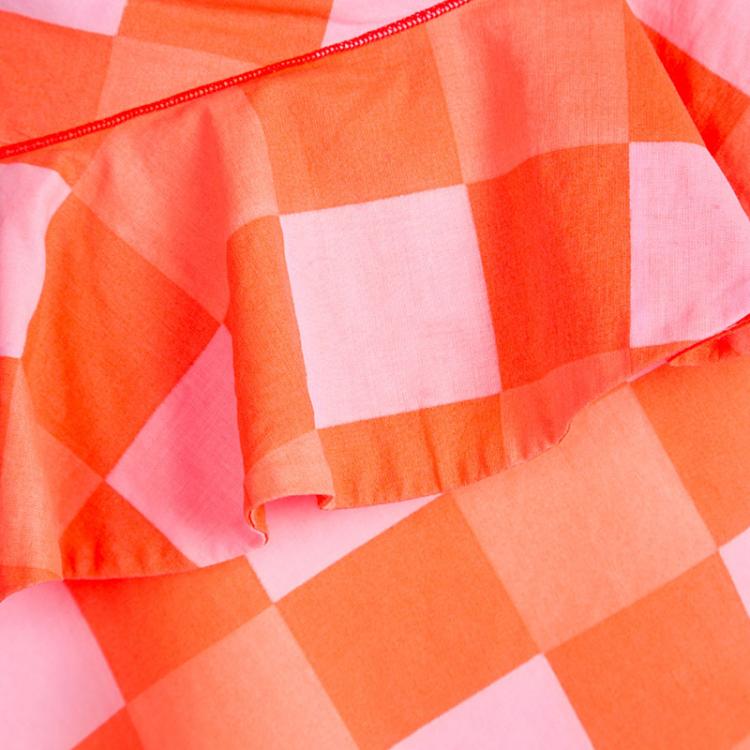 Pre Owned Little Marc Jacobs Neon Orange Checkered One Shoulder Dress 10 Yrs