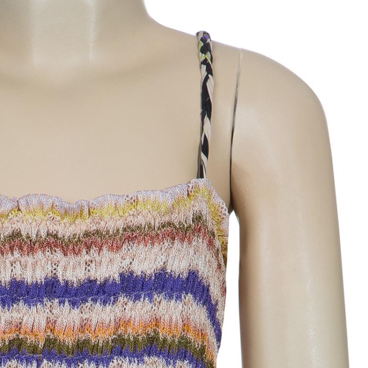 Pre Owned Missoni Multicolor ZigZag Pattern Smocking Detail Knit Dress 8 Yrs