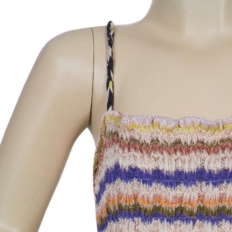 Pre Owned Missoni Multicolor ZigZag Pattern Smocking Detail Knit Dress 8 Yrs