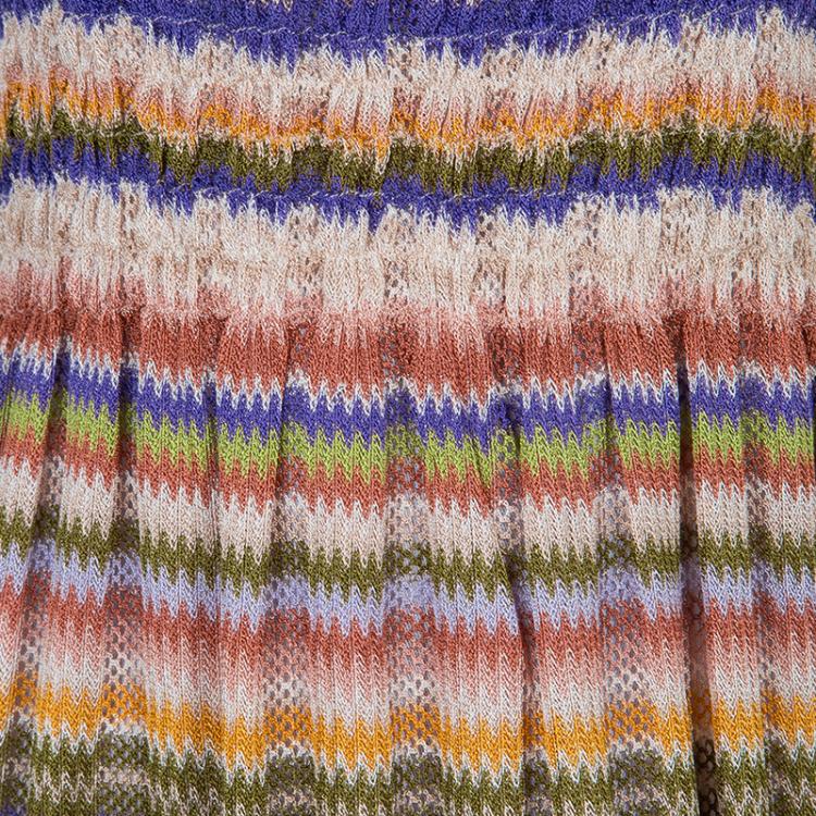 Pre Owned Missoni Multicolor ZigZag Pattern Smocking Detail Knit Dress 8 Yrs