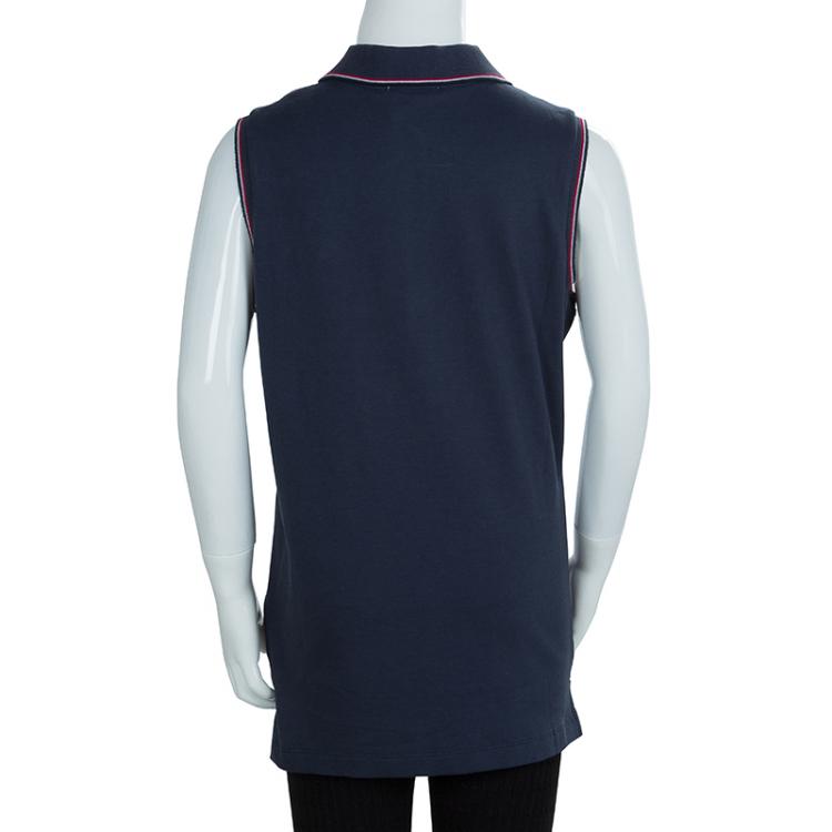 Pre Owned Moncler Navy Blue Sleeveless Polo T-Shirt 14 Yrs