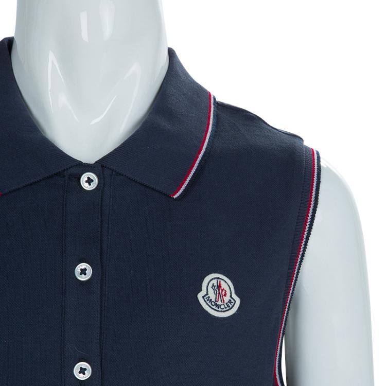 Pre Owned Moncler Navy Blue Sleeveless Polo T-Shirt 14 Yrs