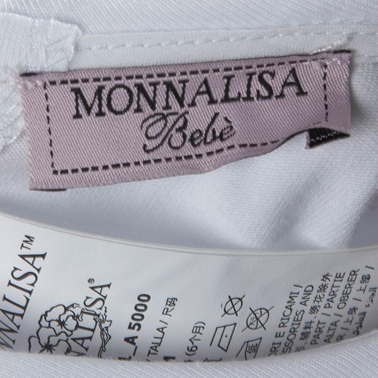 Pre Owned Monnalisa White Cherry Printed Tiered Dress 6 Months