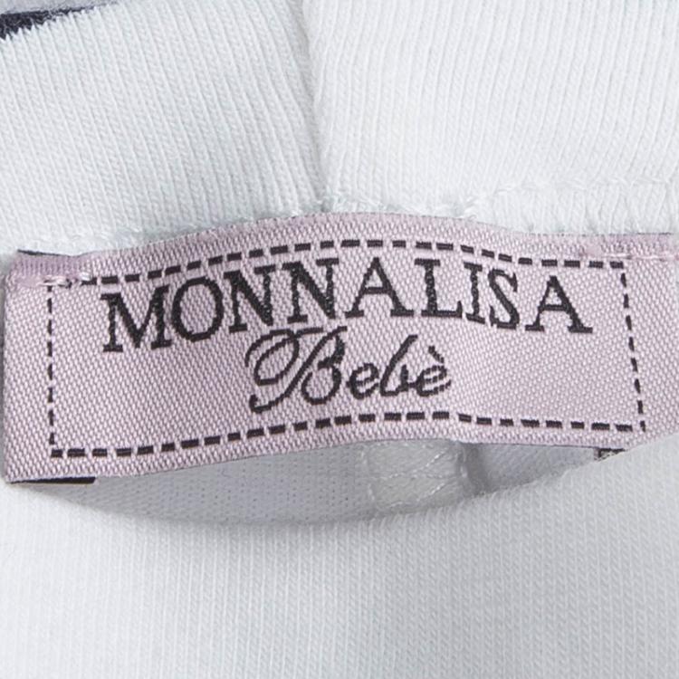 Pre Owned Monnalisa Bebe White Printed Jersey Tunic and Leggings Set 6 Months