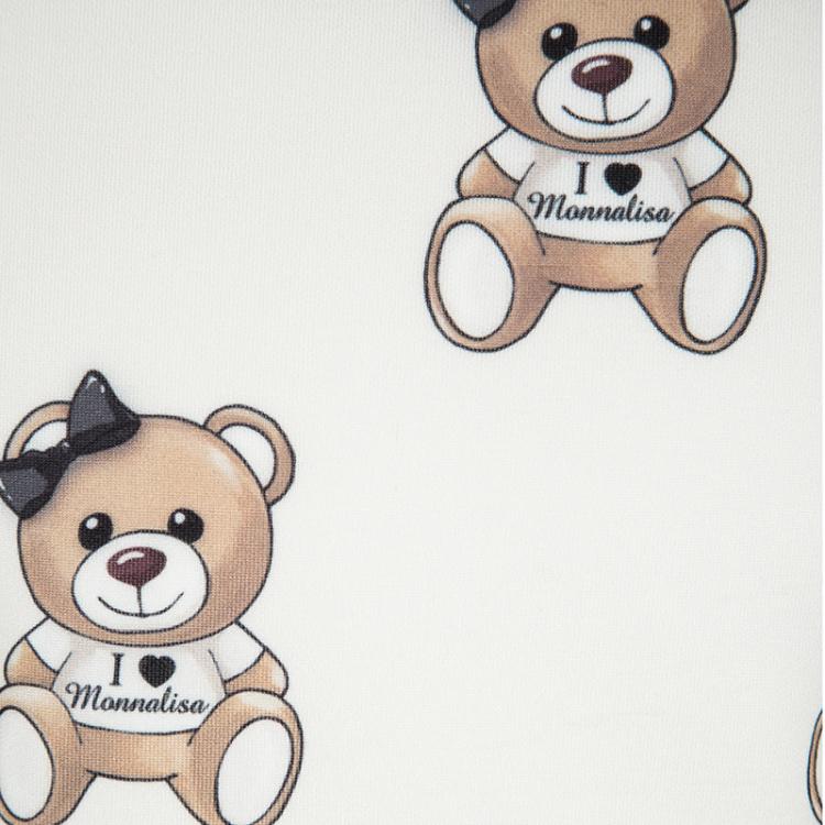 Pre Owned Monnalisa Cream Knit Teddy Bear Print Top 4 Yrs 