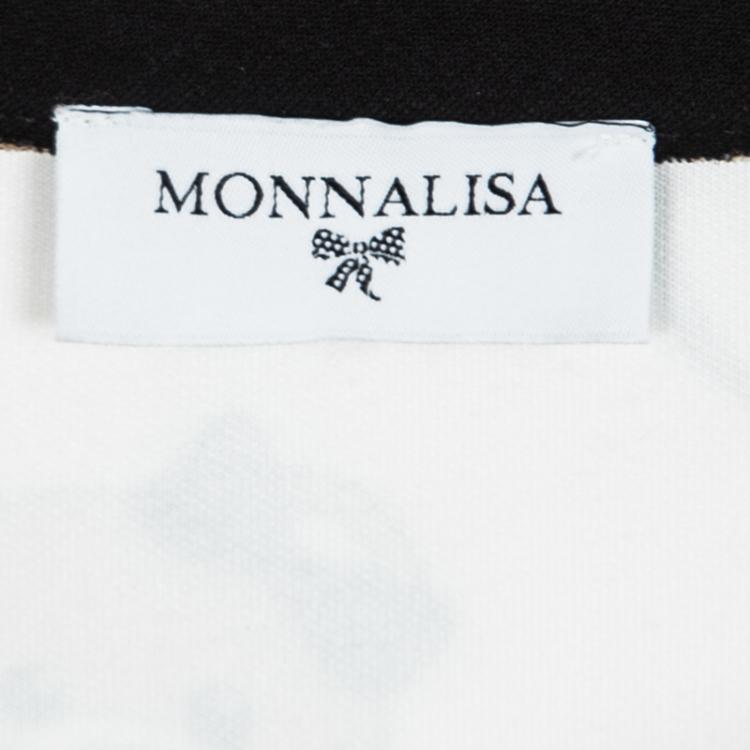 Pre Owned Monnalisa Cream Knit Teddy Bear Print Top 4 Yrs 