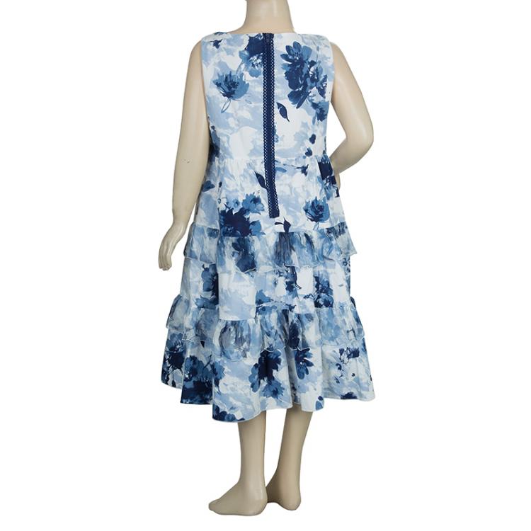 Pre Owned Monnalisa Blue Floral Printed Sleeveless Tiered Dress 8 Yrs