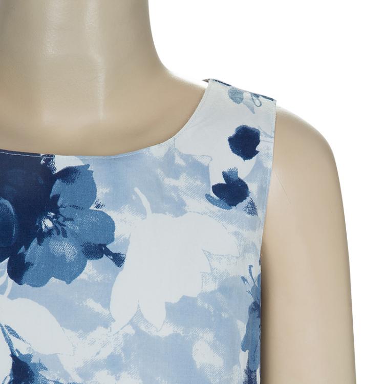 Pre Owned Monnalisa Blue Floral Printed Sleeveless Tiered Dress 8 Yrs
