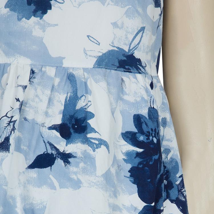 Pre Owned Monnalisa Blue Floral Printed Sleeveless Tiered Dress 8 Yrs