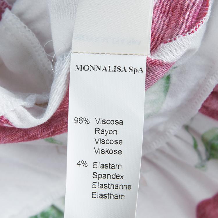 Pre Owned Monnalisa White Cherry Print Jersey Sleeveless Tiered Dress 5 Yrs