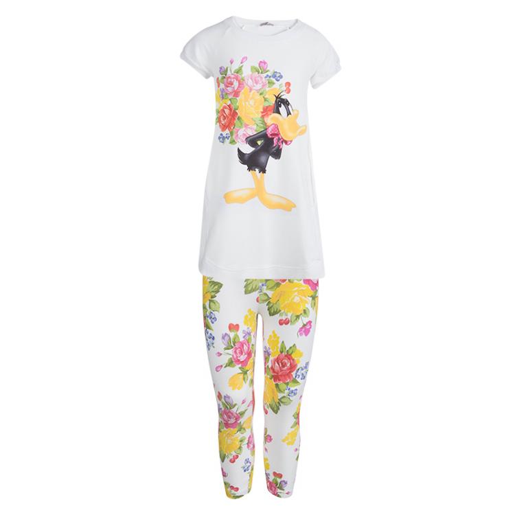 Pre Owned Monnalisa Floral Printed Knit Tunic And Leggings Set 8 Years 
