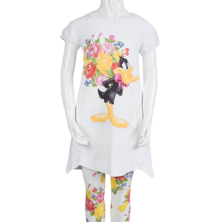 Pre Owned Monnalisa Floral Printed Knit Tunic And Leggings Set 8 Years 