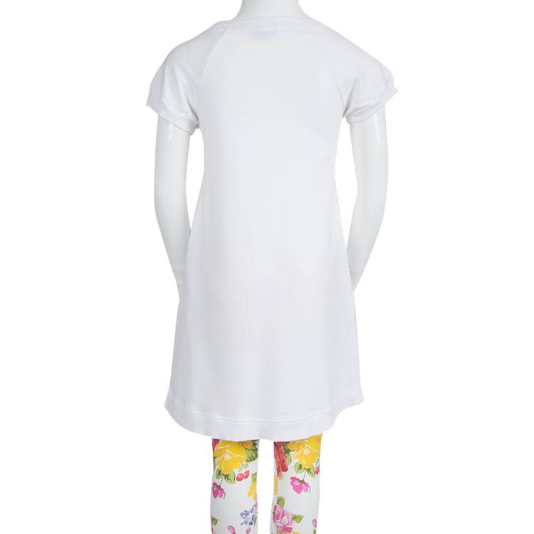 Pre Owned Monnalisa Floral Printed Knit Tunic And Leggings Set 8 Years 
