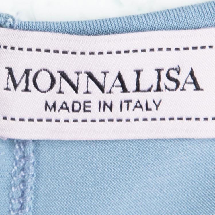 Pre Owned Monnalisa Pastel Blue Ruffle Back Detail Sleeveless Dress 10 Yrs