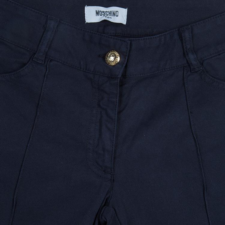 Pre Owned Moschino Teen Navy Pintuck Detail Pants 11 Yrs