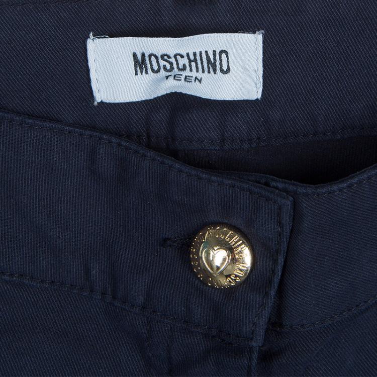 Pre Owned Moschino Teen Navy Pintuck Detail Pants 11 Yrs