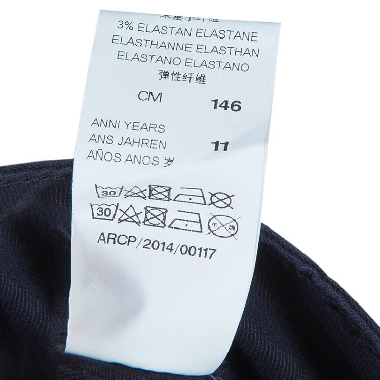 Pre Owned Moschino Teen Navy Pintuck Detail Pants 11 Yrs