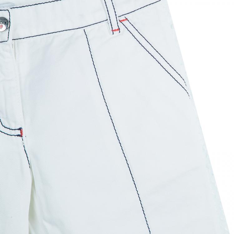 مملوكة مسبقًا Moschino Junior White Contrast Topstitch Detail Denim Jeans 6/7 Yrs