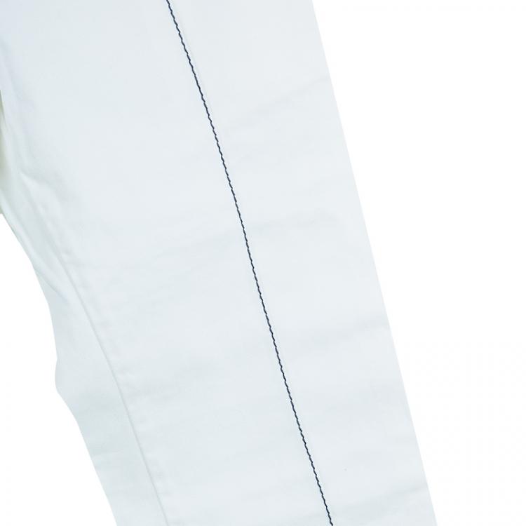 مملوكة مسبقًا Moschino Junior White Contrast Topstitch Detail Denim Jeans 6/7 Yrs