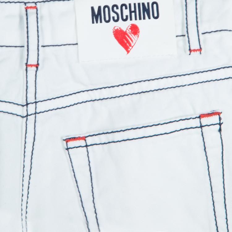 مملوكة مسبقًا Moschino Junior White Contrast Topstitch Detail Denim Jeans 6/7 Yrs