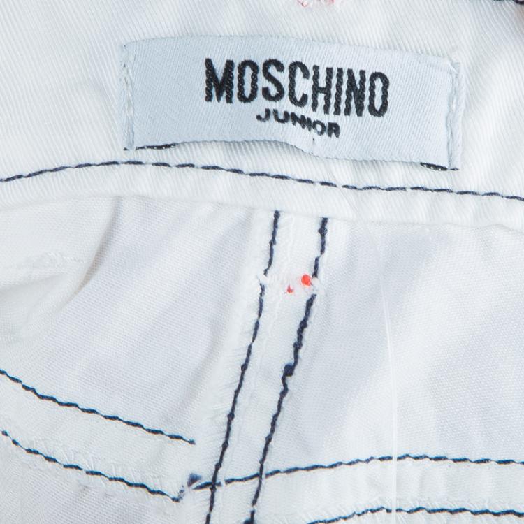 مملوكة مسبقًا Moschino Junior White Contrast Topstitch Detail Denim Jeans 6/7 Yrs