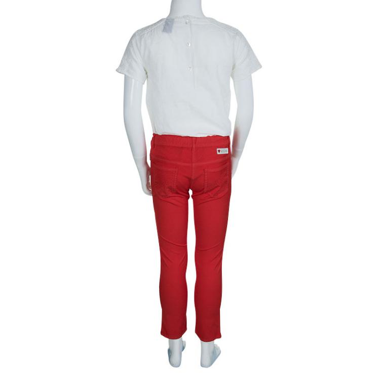 Pre Owned Moschino Kids Red Cotton Trousers 6 Yrs