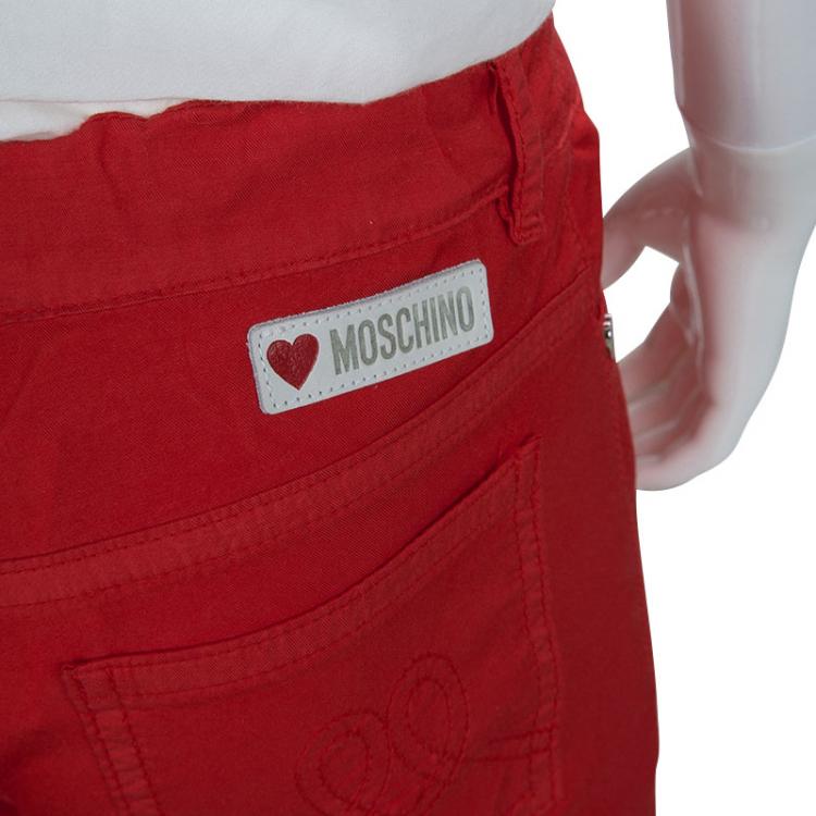 Pre Owned Moschino Kids Red Cotton Trousers 6 Yrs