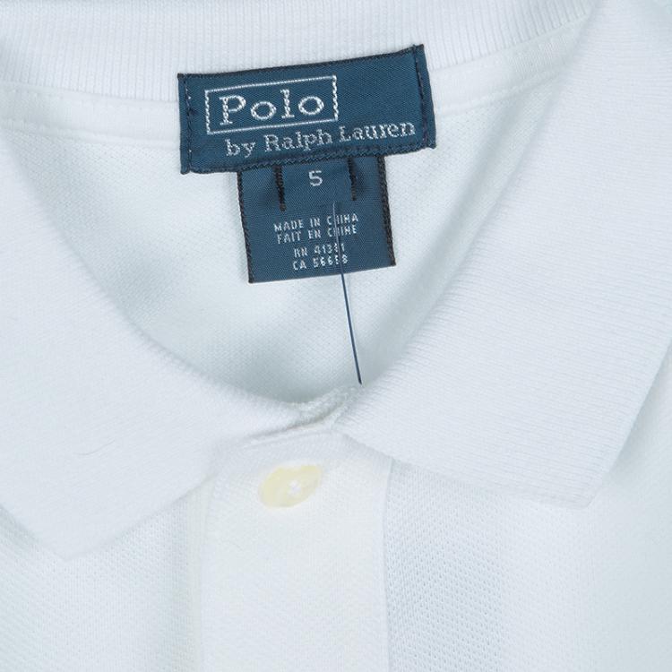 Pre Owned Polo By Ralph Lauren White Long Sleeve Polo T-Shirt 5 Yrs