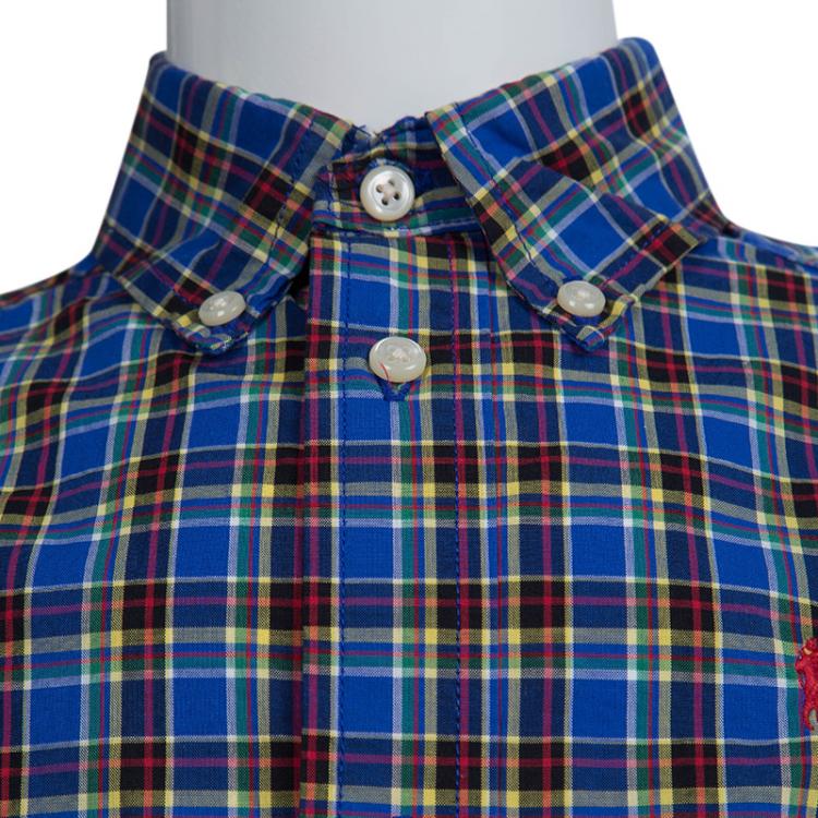 Pre Owned Ralph Lauren Blue Checked Cotton Long Sleeve Buttondown Shirt 2 Yrs