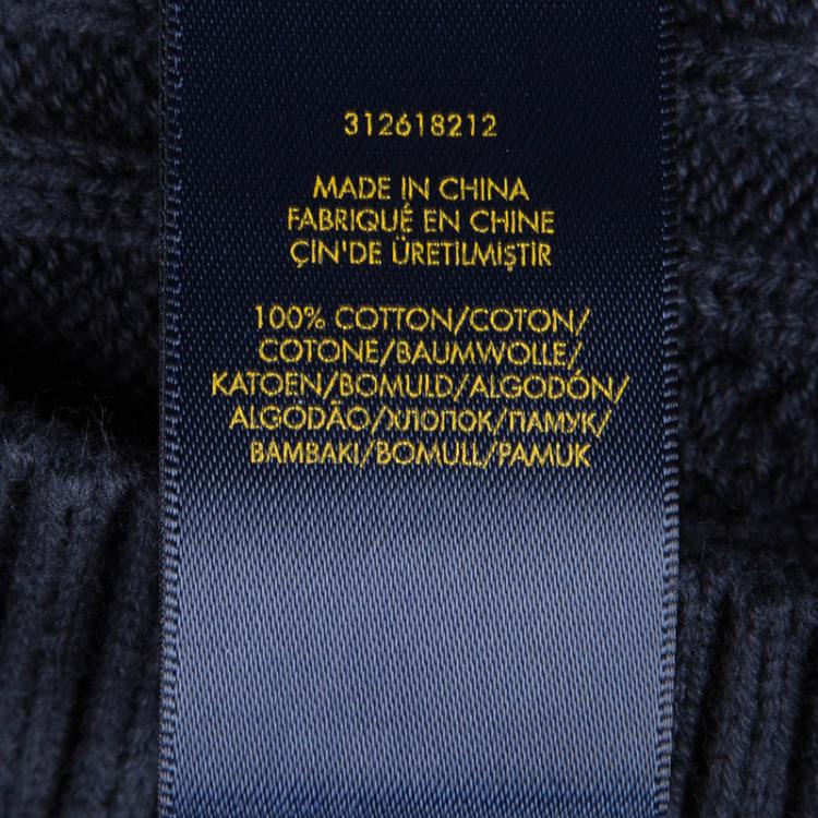 Pre Owned Polo By Ralph Lauren Navy Blue Cable Knit Sweater 5 Yrs