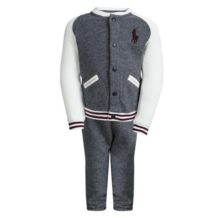 Pre Owned Ralph Lauren Grey Button Front Track Suit 18 Months