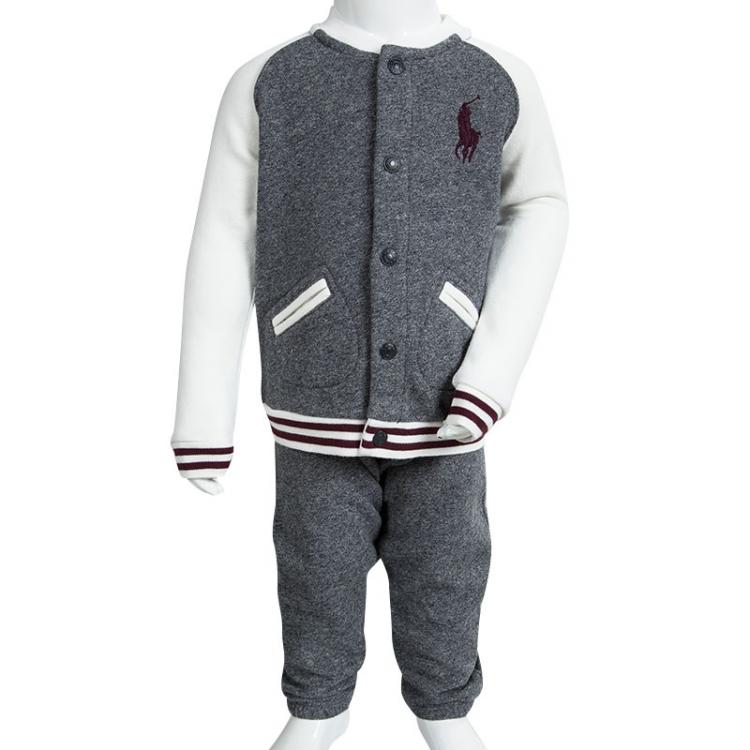 Pre Owned Ralph Lauren Grey Button Front Track Suit 18 Months
