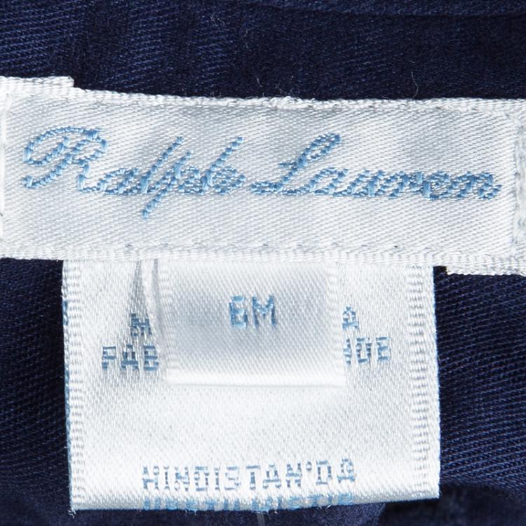 Pre Owned Ralph Lauren Navy Blue Cotton Long Sleeve Button Down Shirt 6 Months
