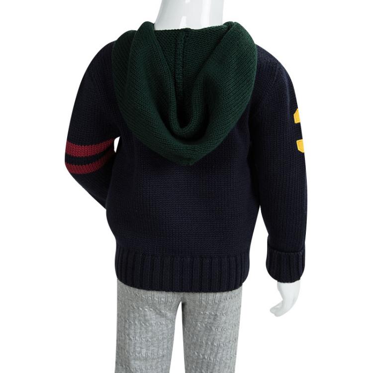 Pre Owned Ralph Lauren Navy Blue Knit Zip Front Jacket 12 Months