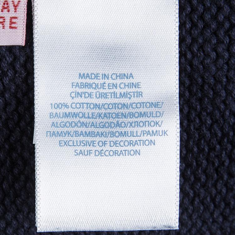 Pre Owned Ralph Lauren Navy Blue Knit Zip Front Jacket 12 Months