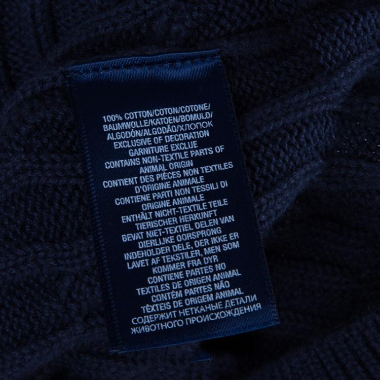 Pre Owned Ralph Lauren Navy Blue Cable Knit Henley Sweater 12-14 Yrs