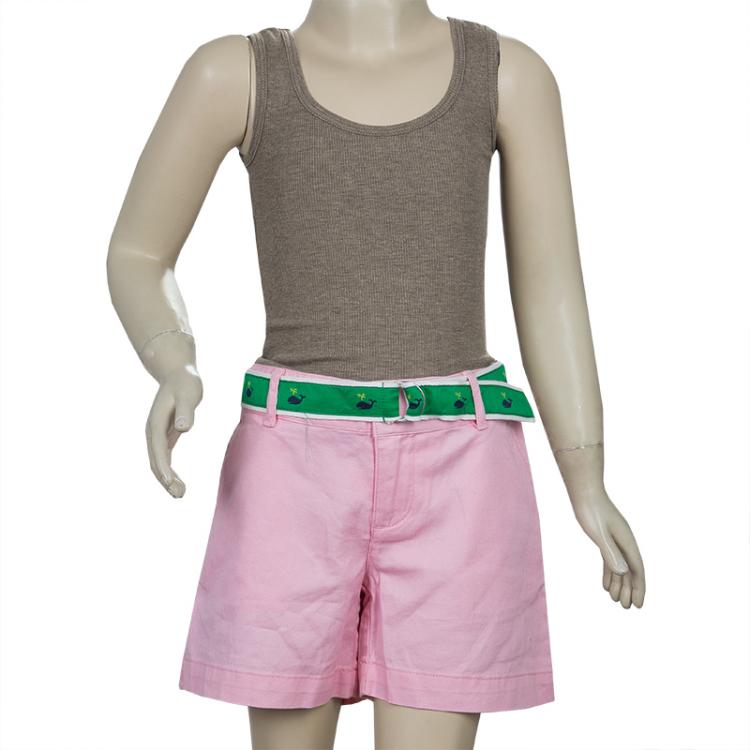 مملوكة مسبقًا Ralph Lauren Pink Belted Cotton Shorts 10 Yrs